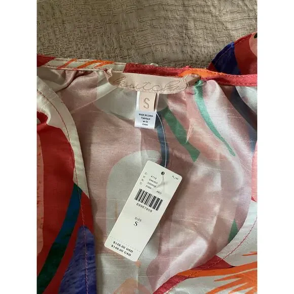 HUTCH Loni Brick Textured Orchids Ruffle Top Size Small NEW - Picture 8 of 8